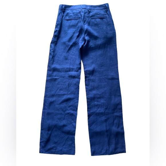 True Royal Linen Trousers Navy Blue Size 6 Straight Leg Linen Pants - Picture 4 of 7